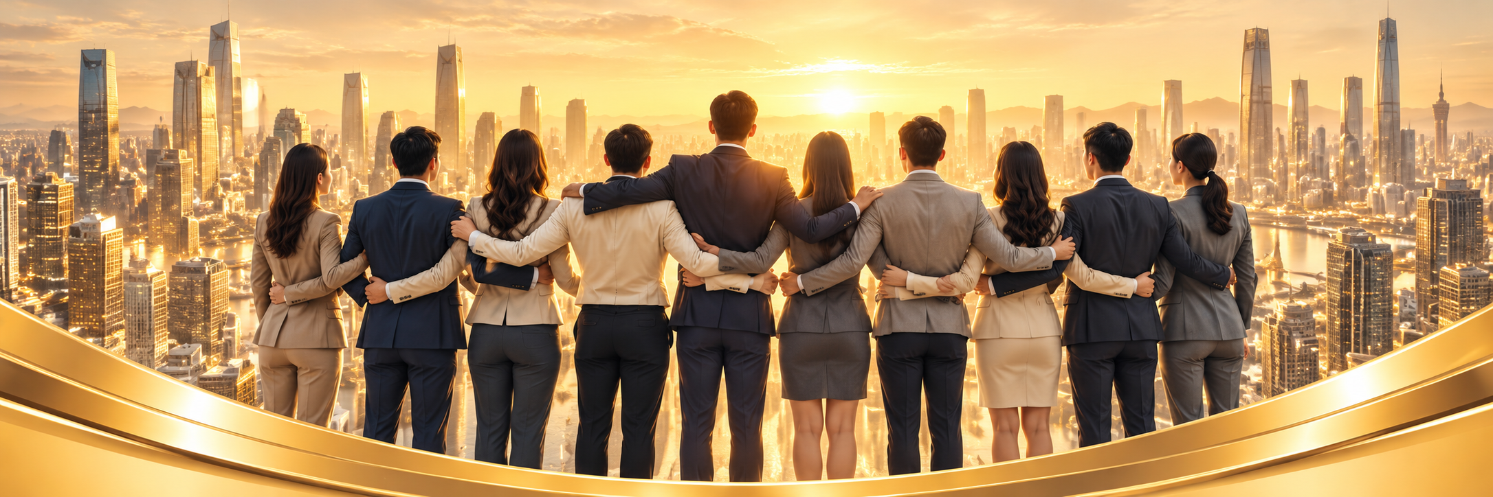 Tauke's illustration of a community standing together facing the future